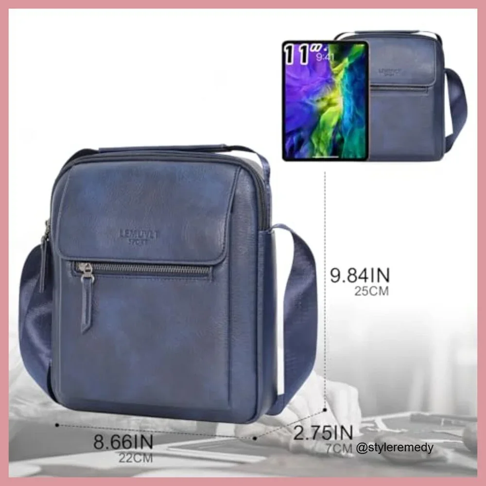 PU Leather Messenger Bag Crossbody Sling Adjustable Strap